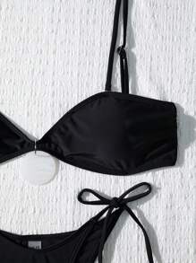 Swim SXY Conjunto de bikini plano de verano para mujer combinado con accesorios redondos exquisitos de marca