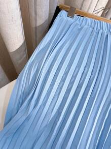 Franclia Elegant High Waist Pleated Solid Color Long Skirt For Women