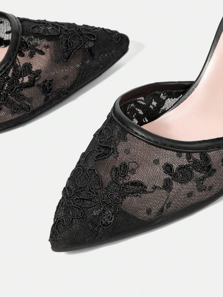 CUCCOO HITCHD Women's Pointed Toe Stiletto Heels Lace Bowknot Elegant Breathable Formal Occasion High Heels For Christmas Elegant Shoes Wedding Shoes Summer Shoes Bride Shoes