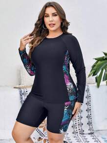 Swim SPRTY 大码 Tankini 比基尼上衣，长袖，夏季时尚