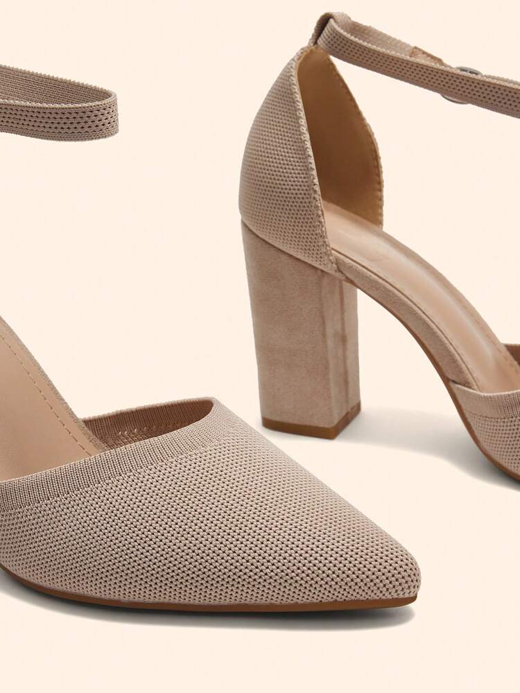 CUCCOO BASICS Women's Fashion Apricot Comfortable Breathable Fabric Simple Office High Heel Pumps For Christmas