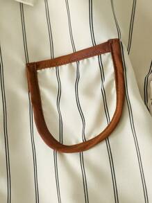 SHEIN Boys Summer Korean Style Fashion Casual Set, Polo Collar Striped Shirt + Stylish Casual Shorts, 2pcs Outfit For Tween Boys