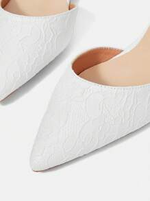 CUCCOO HITCHD Scarpe da donna piatte con fiocco in pizzo e perle bianche, scarpe da sposa piatte ed eleganti con tacco basso, comode, con dettagli traforati