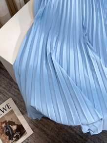 Franclia Elegant High Waist Pleated Solid Color Long Skirt For Women