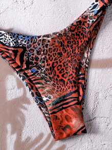 Swim Vcay Women's Swimwear Set, Random Leopard Print Patchwork Halter Bikini Set, Summer Beach - Multicolor - View 3