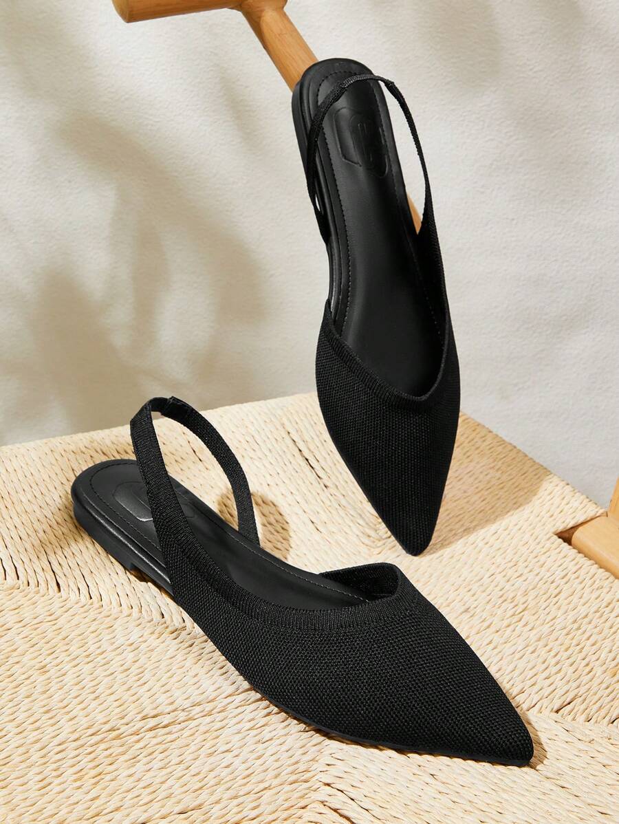 CUCCOO BASICS Women's Black Fabric Pointed Toe Flat Shoes, Fashion For Christmas - Black - View 1