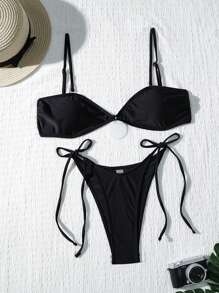 Swim SXY Conjunto de bikini plano de verano para mujer combinado con accesorios redondos exquisitos de marca