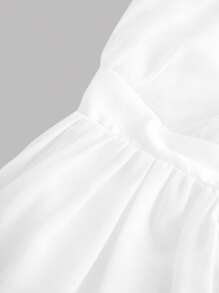 SHEIN Pitira Vestido largo elegante blanco para invitadas a bodas de adolescentes con cuello asimétrico, estilo vacacional