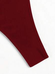 SHEIN Swim Women's Plain Bikini Bottom Triangle Swim Trunks, Minimalist & Fashionable For Summer Beach Vacation - Burgundy - View 4