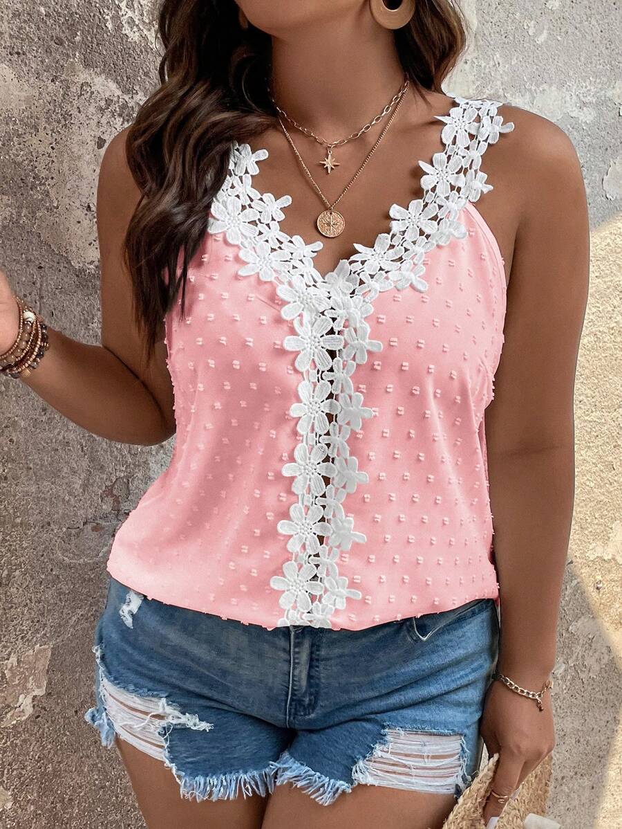 EMERY ROSE Tops de tirantes finos y de tipo tank, de moda para el verano, de tallas grandes - Rosa - Ver 1