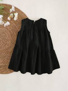 Cozy Pixies Baby Girl 3D Bow Round Neck Sleeveless Casual Versatile Dress - Black - View 2