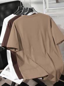 INAWLY Camiseta de manga corta, cuello redondo, de unicolor, de talla grande, de moda para el verano - Multicolor - Ver 2