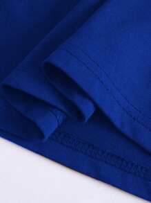 Áo thun cổ tròn tay ngắn họa tiết da báo và quả anh đào cỡ lớn cho nữ - Màu xanh lam - Xem 3