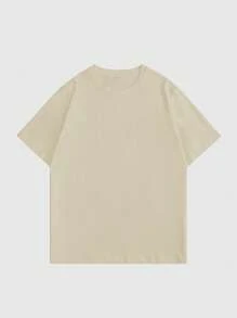 Manfinity Homme Plus Size Men's Short-Sleeved Round Neck Pullover Loose Version Tee, High Tolerance, Young And Casual Daily Commuting, Vacation And Back To School Wear, The First Choice For Gifts For Boyfriends And Husbands, Couples' Wear - Apricot - View 4