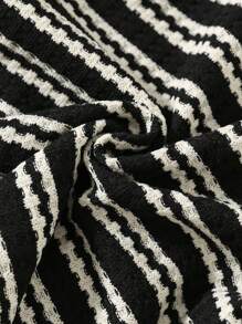 SHEIN Cute Striped Polo Short Sleeve Top For Babies, Summer Versatile - Black and White - View 8