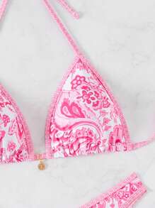 Swim Mod 假日海滩佩斯利印花比基尼套装 - 粉色 - 查看 5
