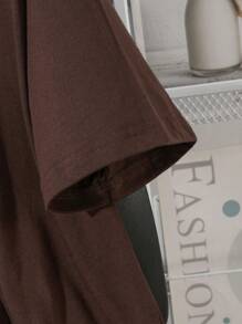 INAWLY Camiseta de manga corta, cuello redondo, de unicolor, de talla grande, de moda para el verano - Multicolor - Ver 4