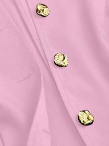 SHEIN Unity Black Single-Breasted Decorative Button Vest & Wide-Leg Pleated Pants Set - Pink - View 6