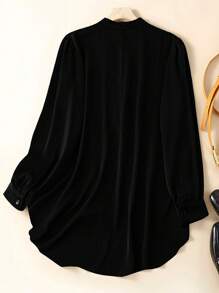 Linhara Plus Size Long Sleeve Shirt, Fashionable For Summer - Black - View 2