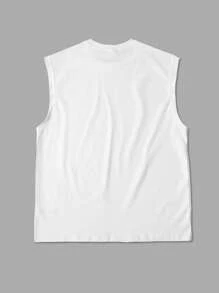 Manfinity RSRT 1pc Men's Wide Shoulder Tank Top, Fashionable Sleeveless Design Suitable For Summer - White - View 2