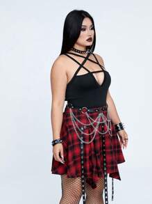 Whyspr Bộ đồ liền thân gợi cảm hình ngôi sao năm cánh màu trơn Punk Rave cỡ lớn dành cho nữ - màu đen - Xem 6