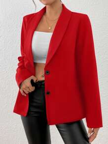 EMERY ROSE 女士黑色长袖修身性感西装外套，冬季