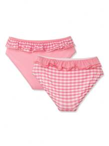 NotGurli Set de 2 bragas de algodón a cuadros con volantes y lazos, estilo lindo y dulce, adecuado para adolescentes
