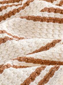 Cozy Pixies Baby Girl Striped Pattern Knitted Soft Strap Romper Shorts Set - Multicolor - View 3