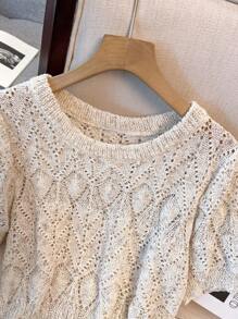 Franclia 2025 New Knitted Crochet Hollow Design Unique Versatile Casual Top (Random Dotted) - Apricot - View 5