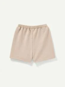 Cozy Pixies 4 件套男婴纯色装饰徽标圆领短袖上衣和短裤套装 - 藏蓝色 - 查看 2