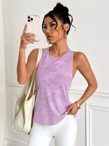 Easithlete Sporty T-Shirt & Tank Top Sets, Fashionable & Suitable For Summer - Purple - View 3