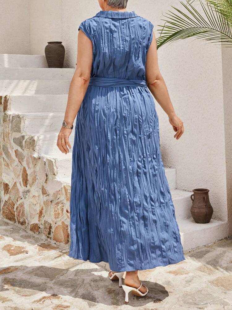 Plus Size Summer Casual Solid Color Textured Sleeveless Dress,Country Casual Vacation Outfits Woman,Simple And Fashionable For Everyday Wear,Summer Tops Women,Summer Outfits For Women,Vacation Outfits Woman Summer Outfits For Women Office Wear, Vacation Outfits Woman, Summer Outfits For Women Festival Boho,Holiday Outfit