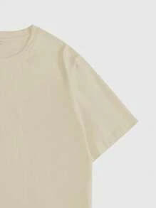 Manfinity Homme Plus Size Men's Short-Sleeved Round Neck Pullover Loose Version Tee, High Tolerance, Young And Casual Daily Commuting, Vacation And Back To School Wear, The First Choice For Gifts For Boyfriends And Husbands, Couples' Wear - Apricot - View 6