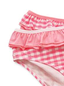 NotGurli Set de 2 bragas de algodón a cuadros con volantes y lazos, estilo lindo y dulce, adecuado para adolescentes