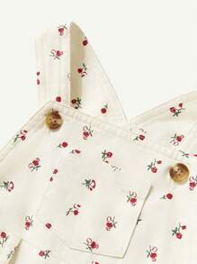 Cozy Pixies 2pcs/Set Baby Girl Solid Knit Soft Crew Neck Short Sleeve Top And Ditsy Floral Overall Shorts