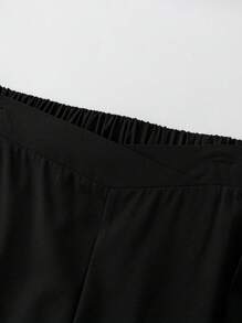 SHEIN Tall CURVE Plus Size Women Elastic Waist Versatile Casual Straight Leg Wide Leg Pants Fall Cloth For Women