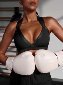 Powerista Women's Sports Bra Backless Style, Fashionable And Suitable For Fall - Black - View 4