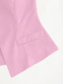 SHEIN Unity Black Single-Breasted Decorative Button Vest & Wide-Leg Pleated Pants Set - Pink - View 4