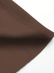 Femmeverse Women Plus Solid Button Decor A Line Skirt Fall Cloth For Women - Coffee Brown - View 6