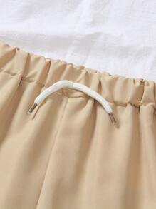 Young Boy Casual Sports Utility Cargo Pants, Comfortable Fabric, Suitable For Daily Wear In Spring, Summer, Autumn - Khaki - View 4