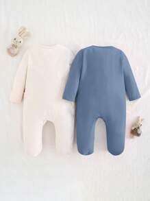 Cozy Pixies Set de 2 piezas de pelele con pantalones de punto suave de un solo color de cuello redondo y manga larga para bebé recién nacido niño, apto para primavera, verano, otoño, invierno, uso casual en casa u al aire libre
