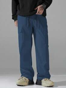 Manfinity Hypemode Men's Solid Color Pocket Fashion Shorts, Suitable For Summer - Dusty Blue - View 5