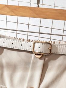 SHEIN Clasi Plus Size Solid Color A-Line Skirt, Fashionable For Summer - Beige - View 4