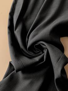 Linhara 2pcs/Set Women Plus Size Solid Color Shirt & Wide Leg Pants Set - Black - View 6