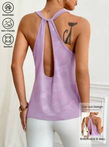 Easithlete Sporty T-Shirt & Tank Top Sets, Fashionable & Suitable For Summer - Purple - View 1