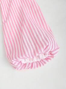 Sweetra 女士条纹系带长袖衬衫，简约风格适合夏季