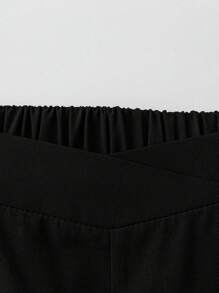 SHEIN Tall CURVE Plus Size Women Elastic Waist Versatile Casual Straight Leg Wide Leg Pants Fall Cloth For Women