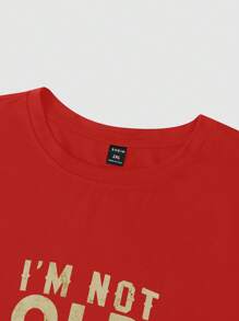 Manfinity Homme Plus Size Men Short Sleeve Crew Neck T-Shirt, Fashion Suitable For Summer - Red - View 3