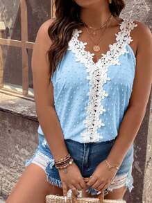 EMERY ROSE Plus Size Camisole And Tank Tops, Fashionable For Summer - Blue - View 3