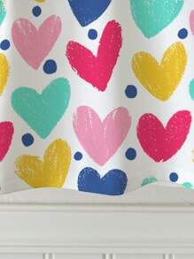 SHEIN 可爱甜美手绘彩色心形印花少女休闲简约圆领短袖T恤适合夏季 - 彩色 - 查看 6